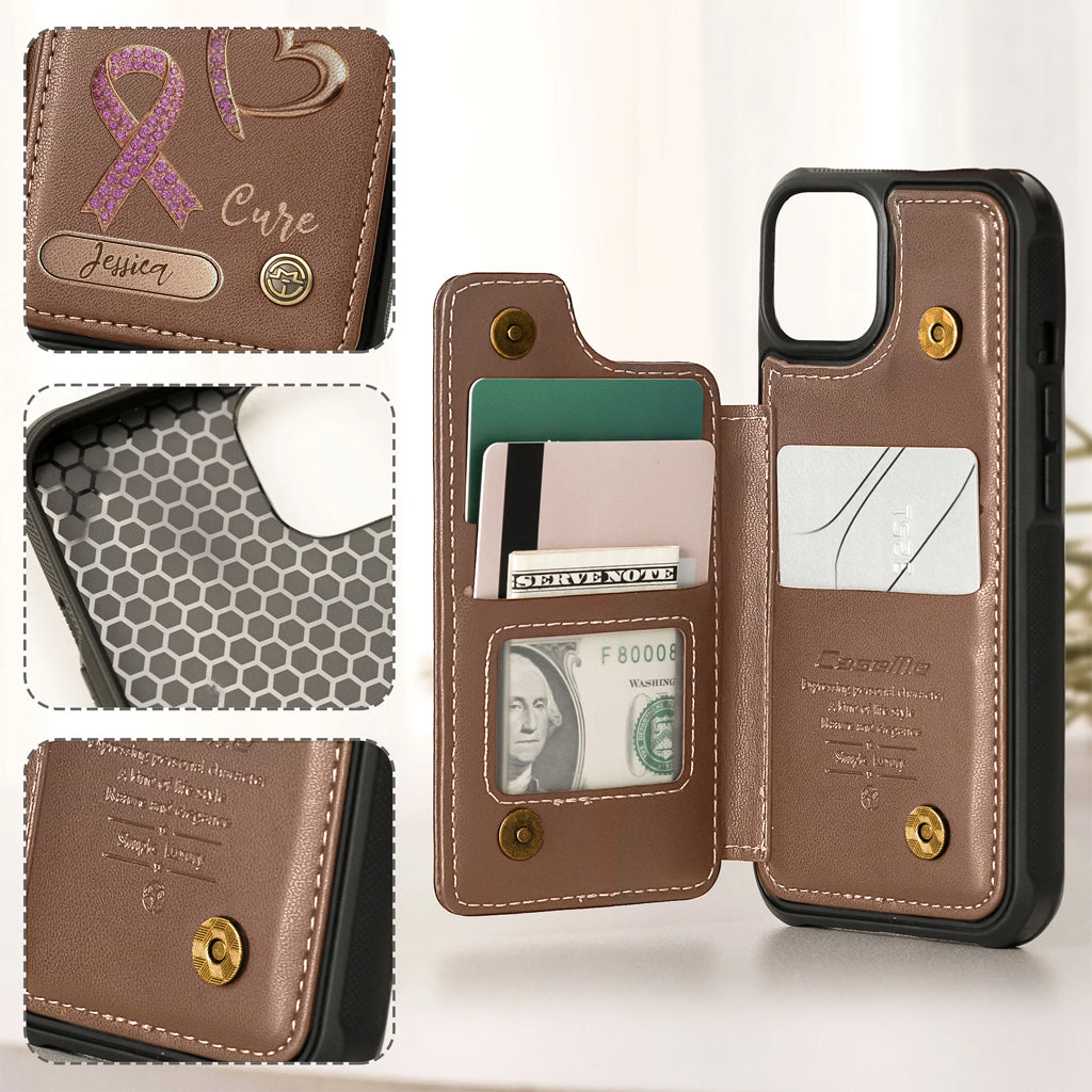 Peace Love Cure - Personalized Breast Cancer Awareness Wallet Phone Case