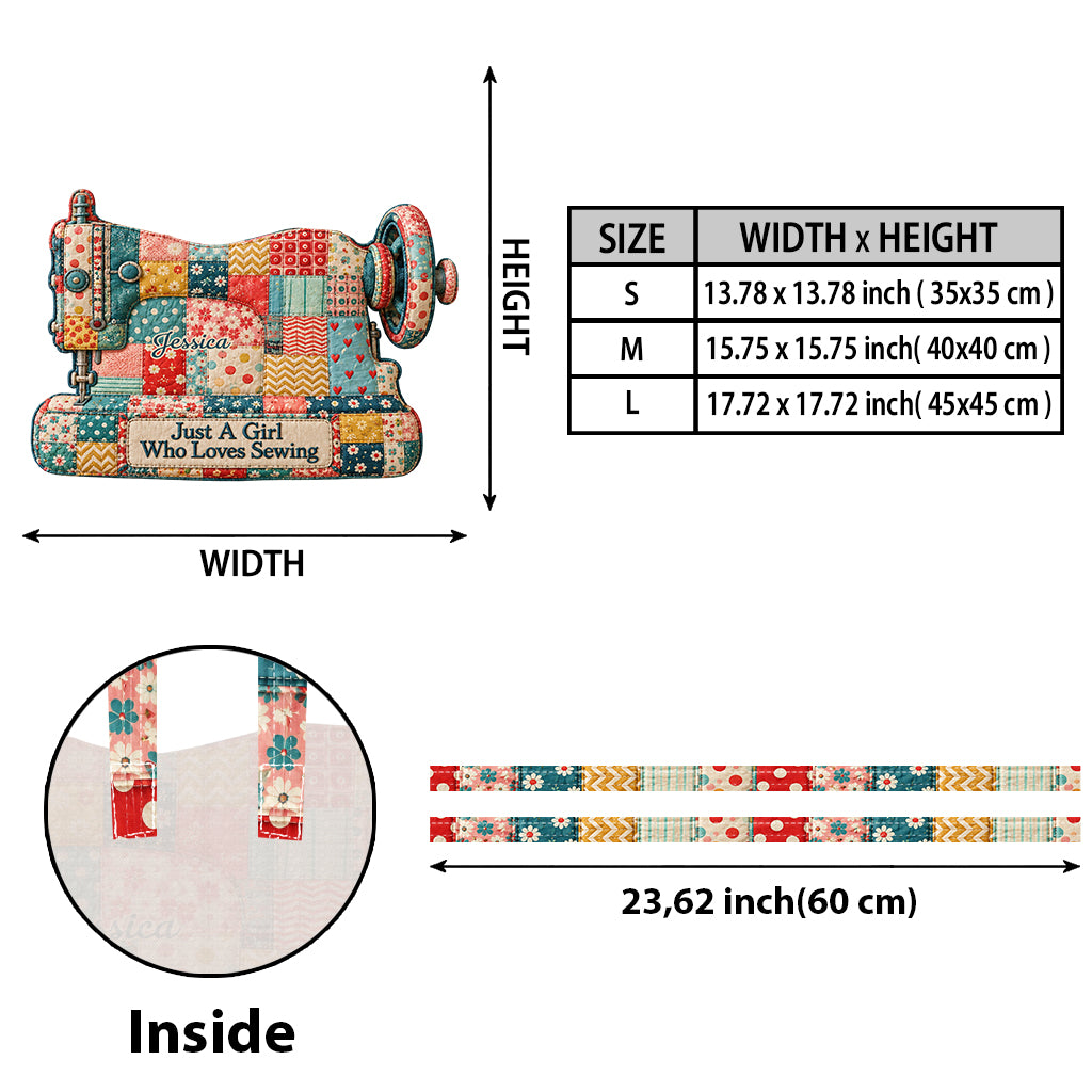 Just A Girl Who Loves Sewing - Personalized Sewing Custom Shape Tote Bag