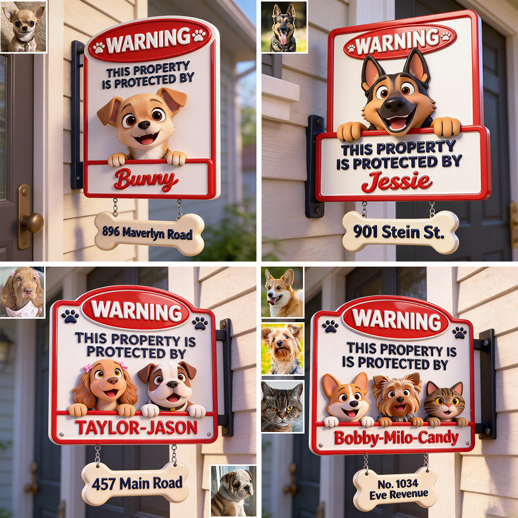 Propriété protégée par - Panneau mural en bois personnalisé pour chien