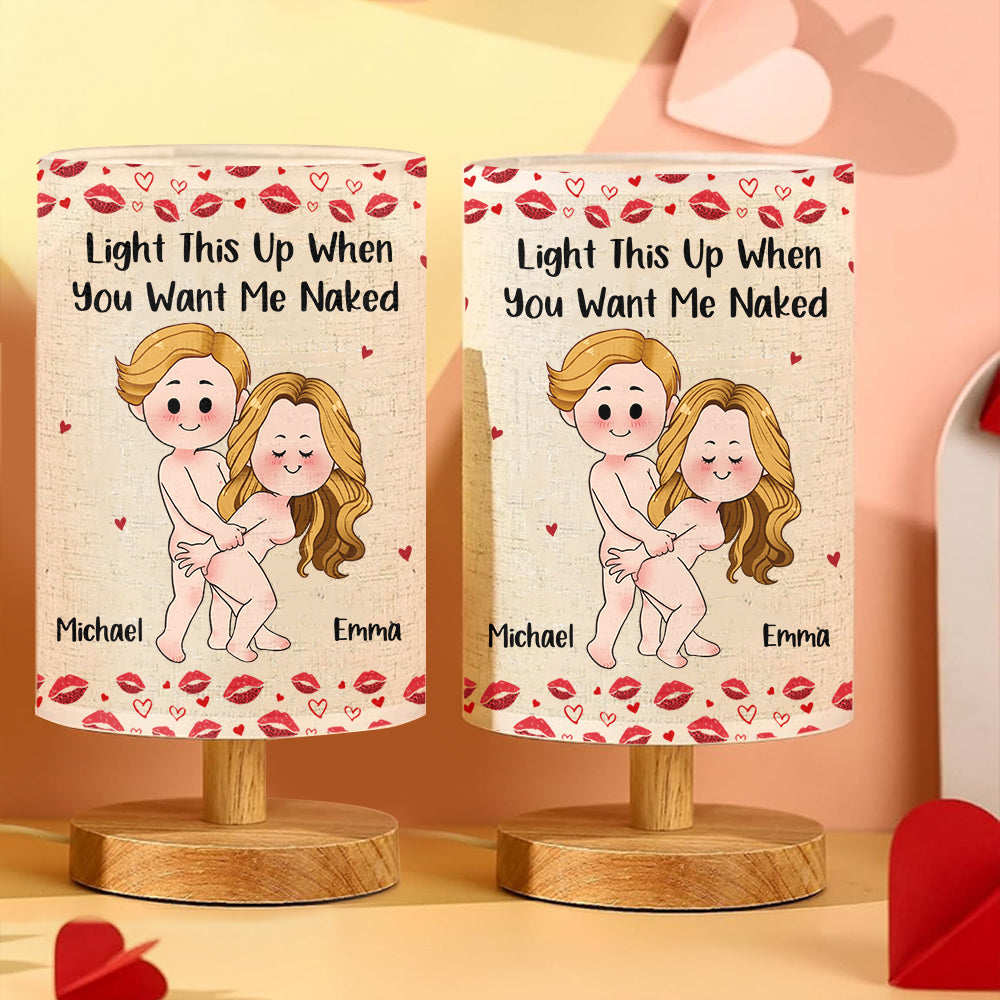 Funny Naughty Gift For Husband/ Wife/ Boyfriend/ Girlfriend... - Personalized Couple Tableside Lamp With Wood Base
