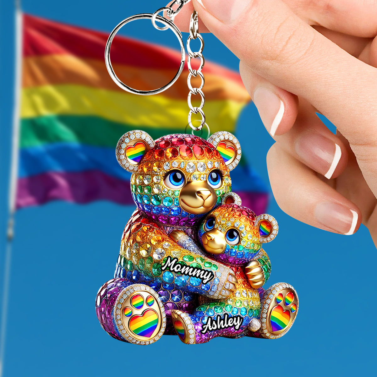 Mama Bear - Personalized LGBT Support Keychain