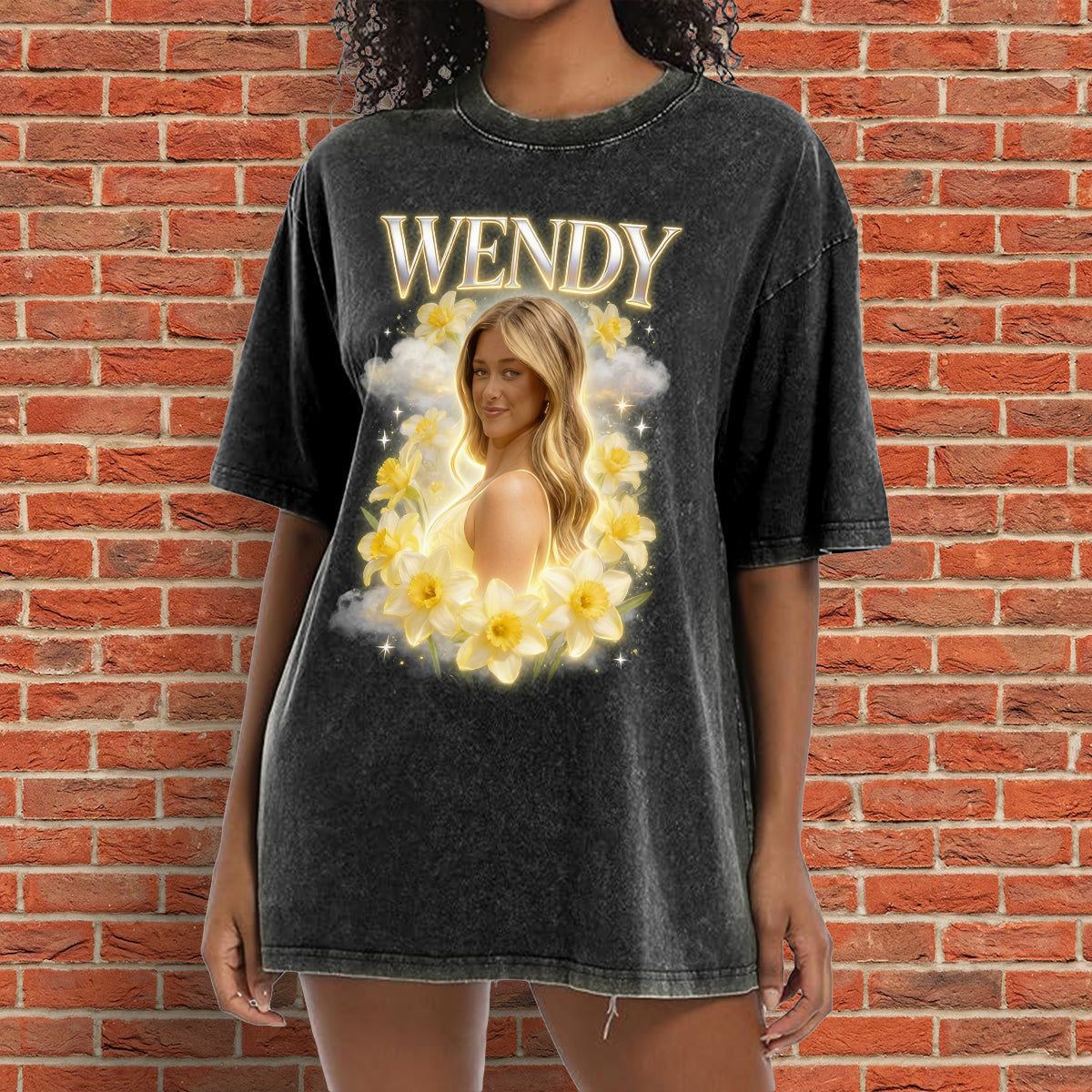 Custom Any Photo Birth Flower - Personalized Birth Month Flower Wash T-Shirt