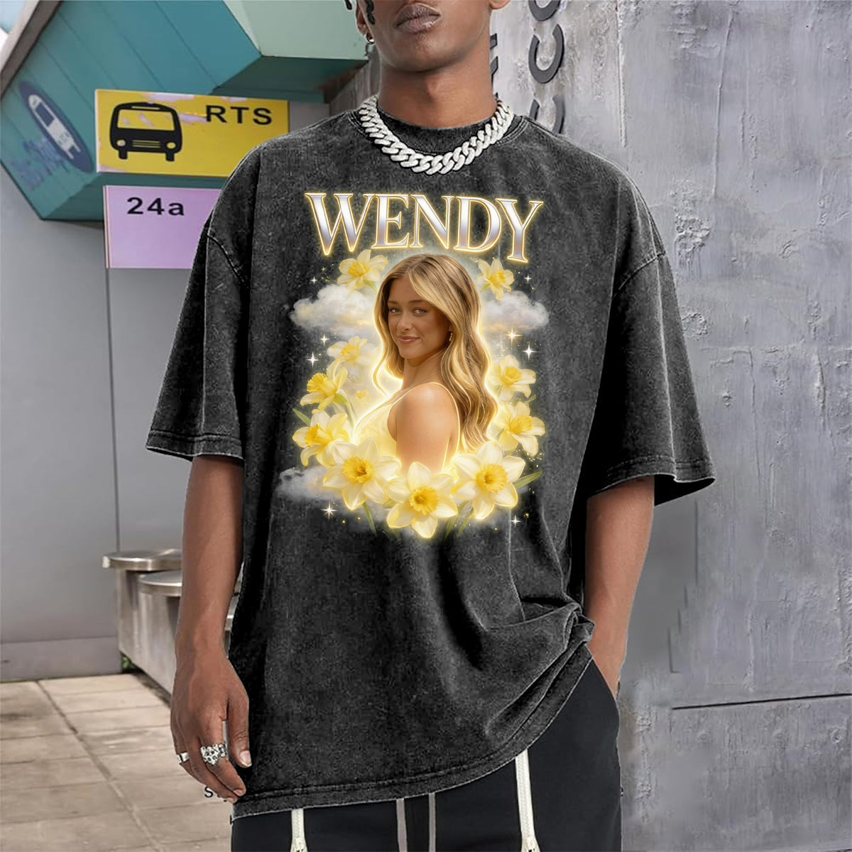 Custom Any Photo Birth Flower - Personalized Birth Month Flower Wash T-Shirt