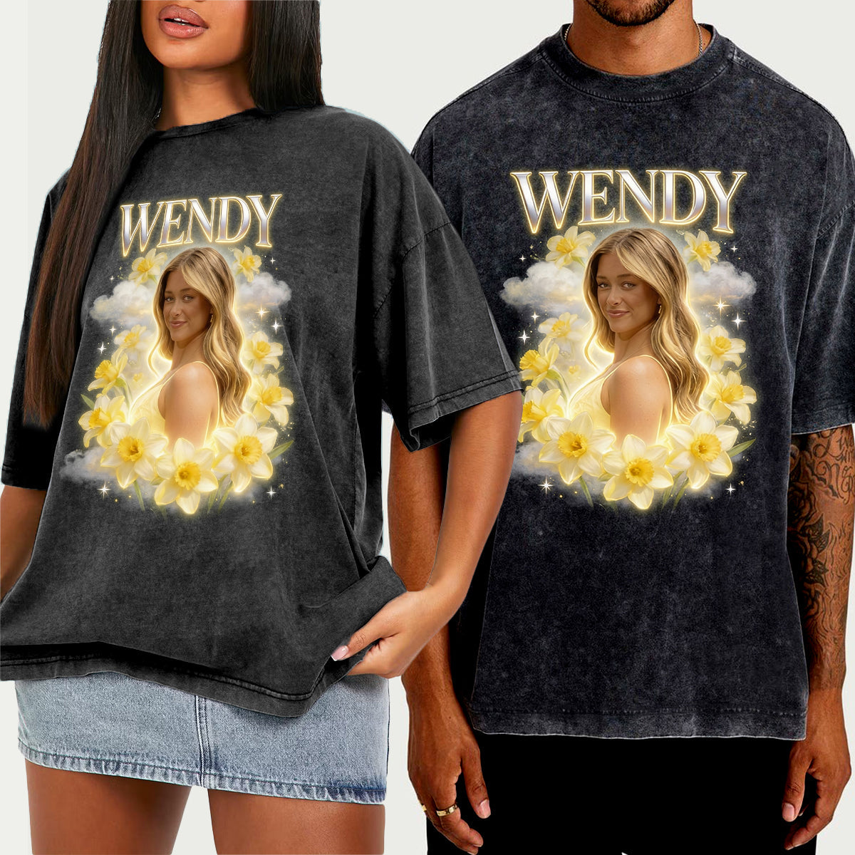 Custom Any Photo Birth Flower - Personalized Birth Month Flower Wash T-Shirt