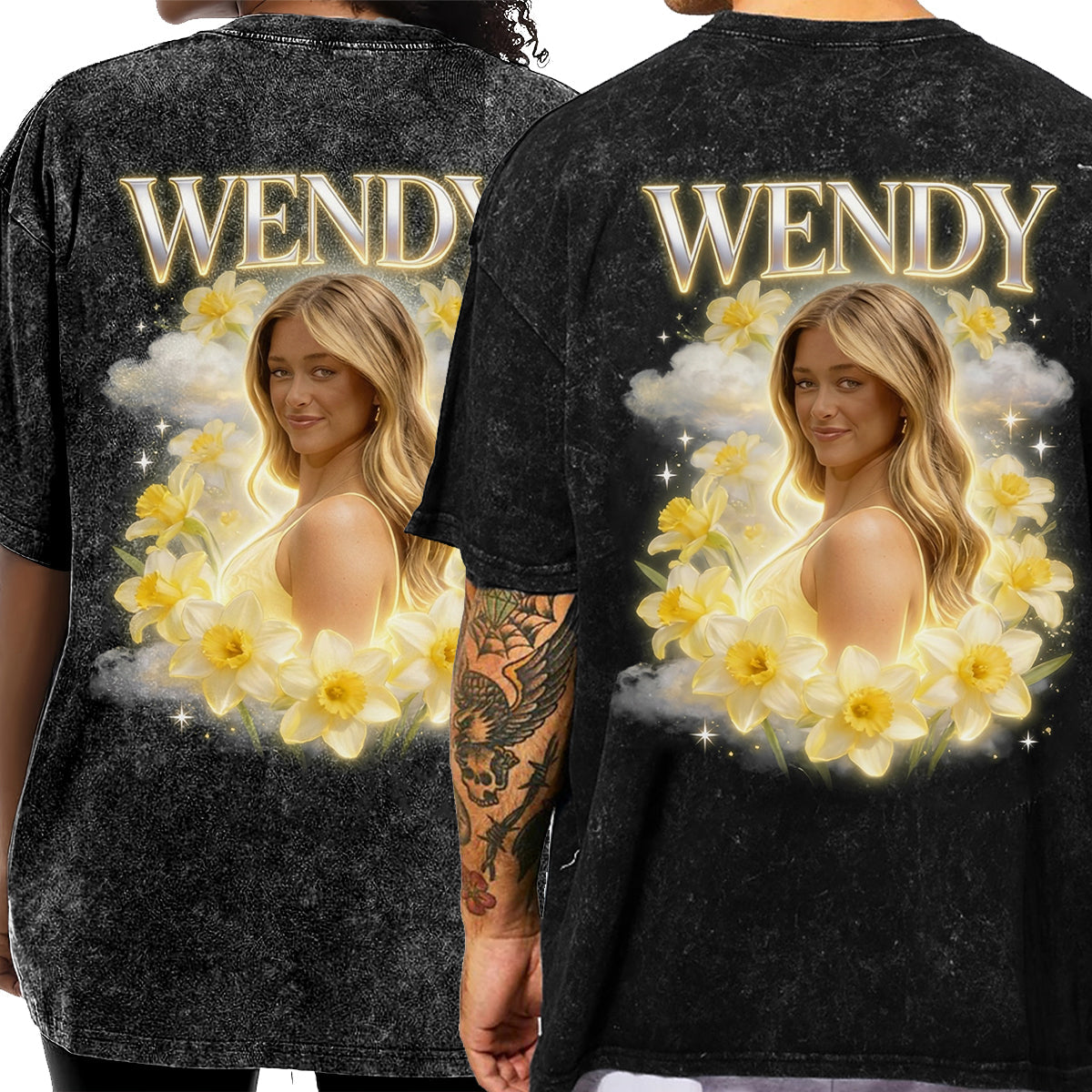 Custom Any Photo Birth Flower - Personalized Birth Month Flower Wash T-Shirt