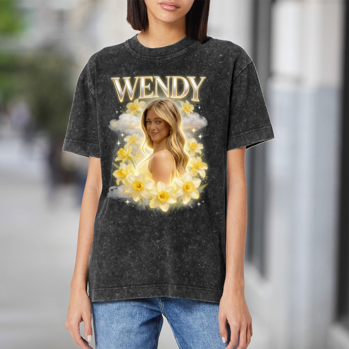 Custom Any Photo Birth Flower - Personalized Birth Month Flower Wash T-Shirt