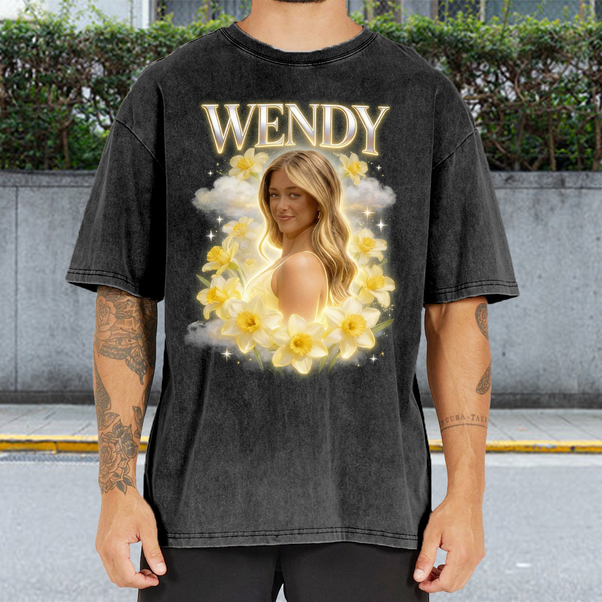 Custom Any Photo Birth Flower - Personalized Birth Month Flower Wash T-Shirt