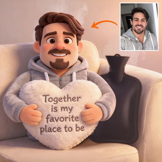 Custom Any Photo - Personalized Couple Hot Water Bottle With Cover