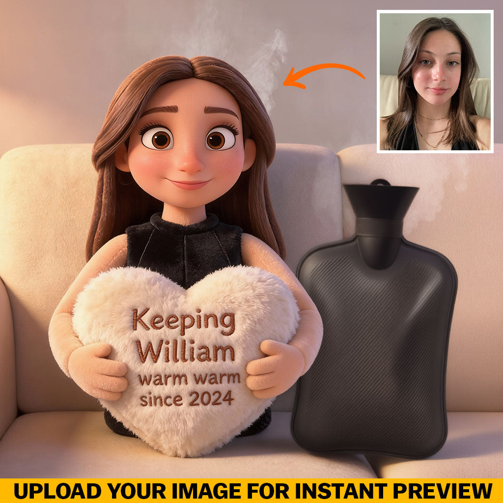 Custom Any Photo - Personalized Couple Hot Water Bottle With Cover