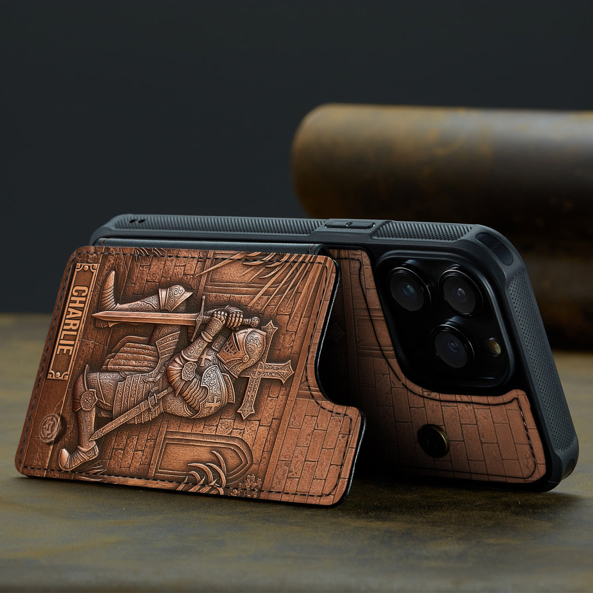 Chevalier de Dieu - Étui portefeuille chrétien personnalisé entièrement imprimé