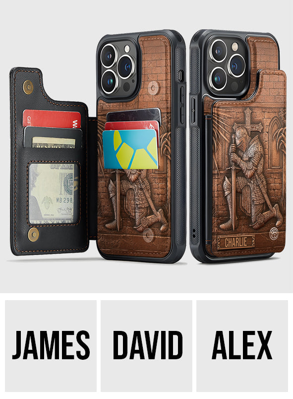 Chevalier de Dieu - Étui portefeuille chrétien personnalisé entièrement imprimé