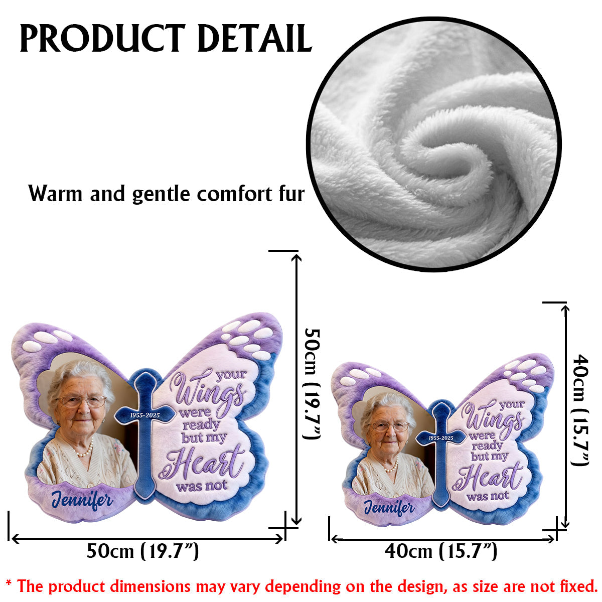 Custom From Any Photo - Personalized Memorial Faux Fur Shaped Pillow