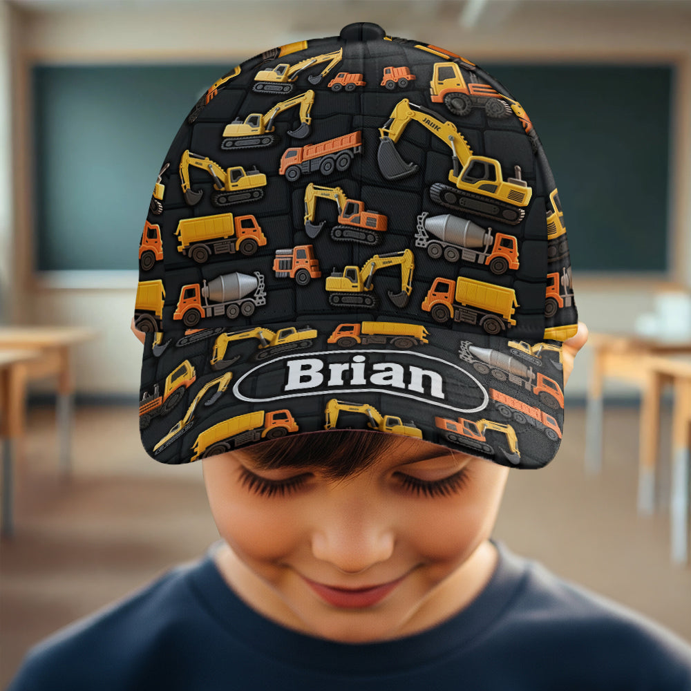 Children's Engineering Vehicle Wall Theme - Personalized Kid Classic Cap & Backpack