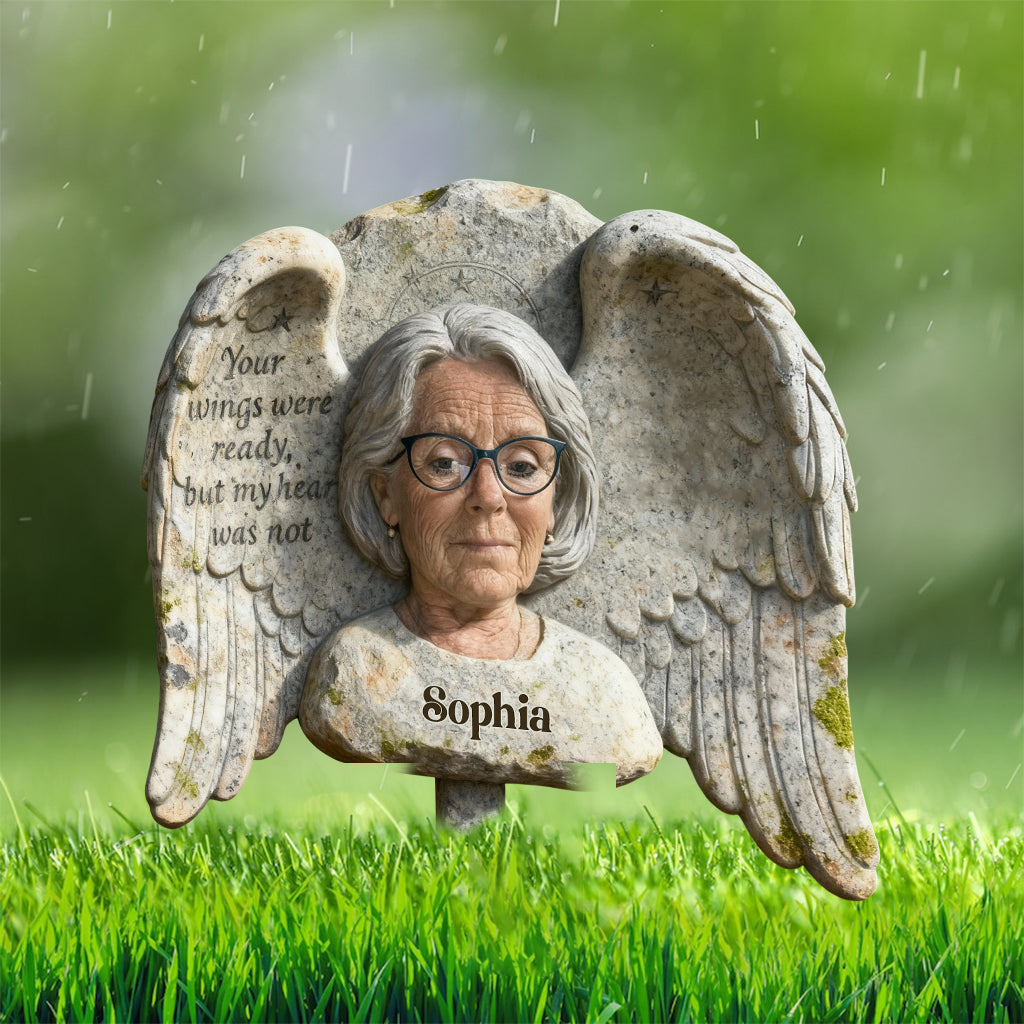Your Wings Were Ready, But My Heart Was Not - Personalized Memorial Acrylic Garden Sign/ Acrylic Plaque Sign