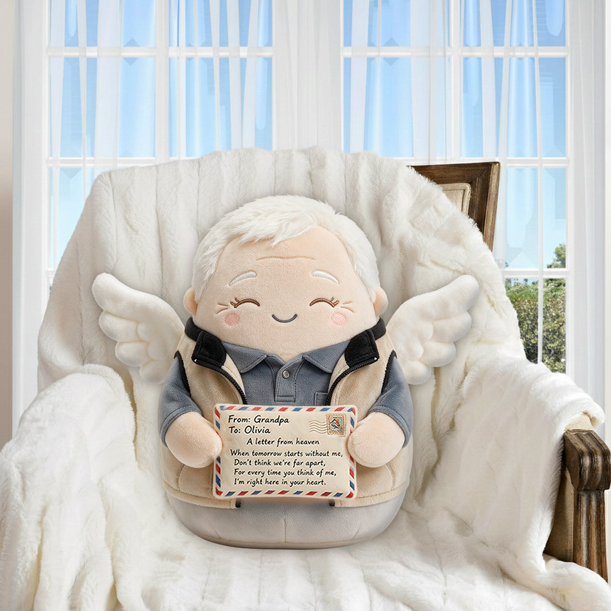 Memory Angel - Personalized Memorial Premium Faux Fur Pillow