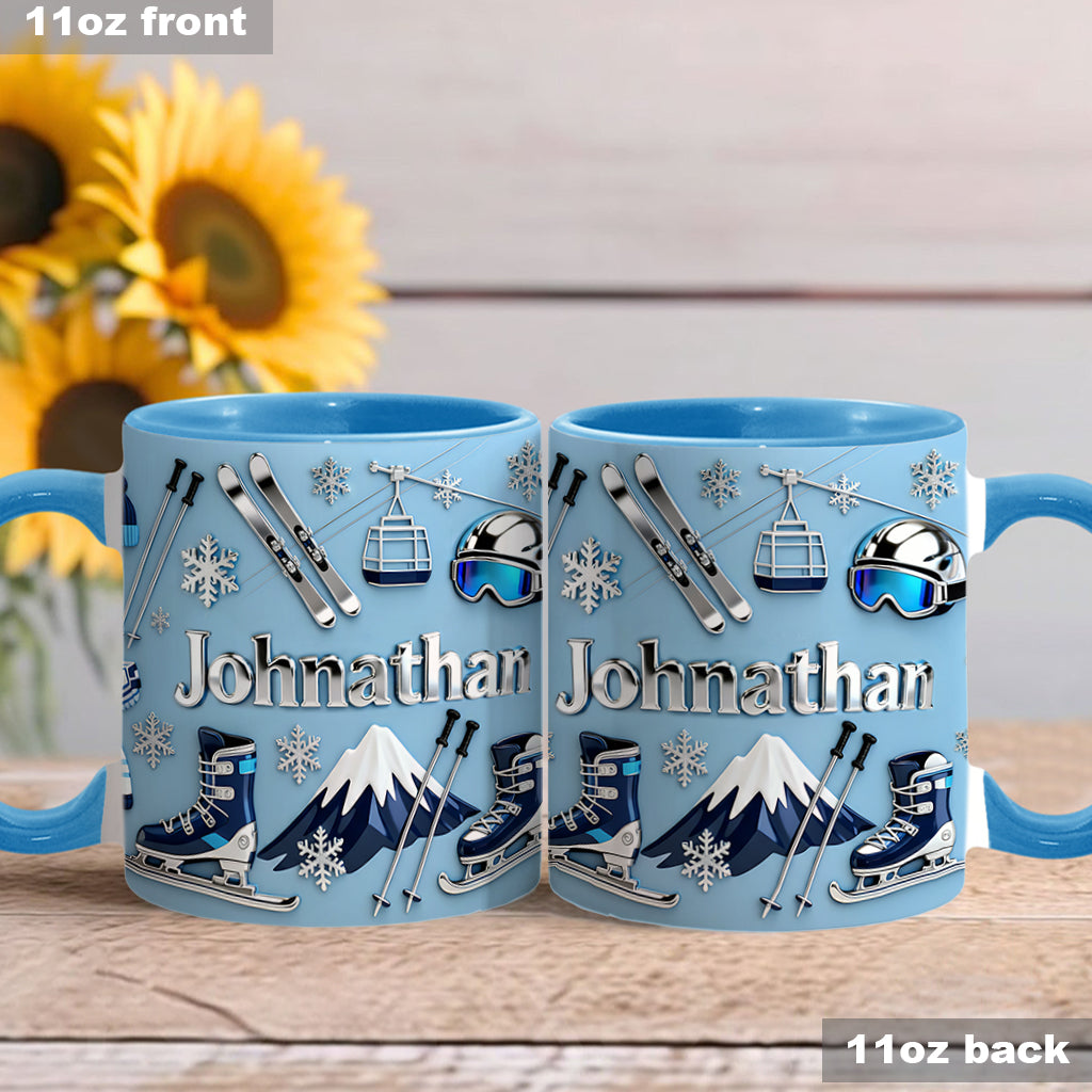 Le ski me rend heureux - Mug et sous-verre personnalisés sur le thème du ski