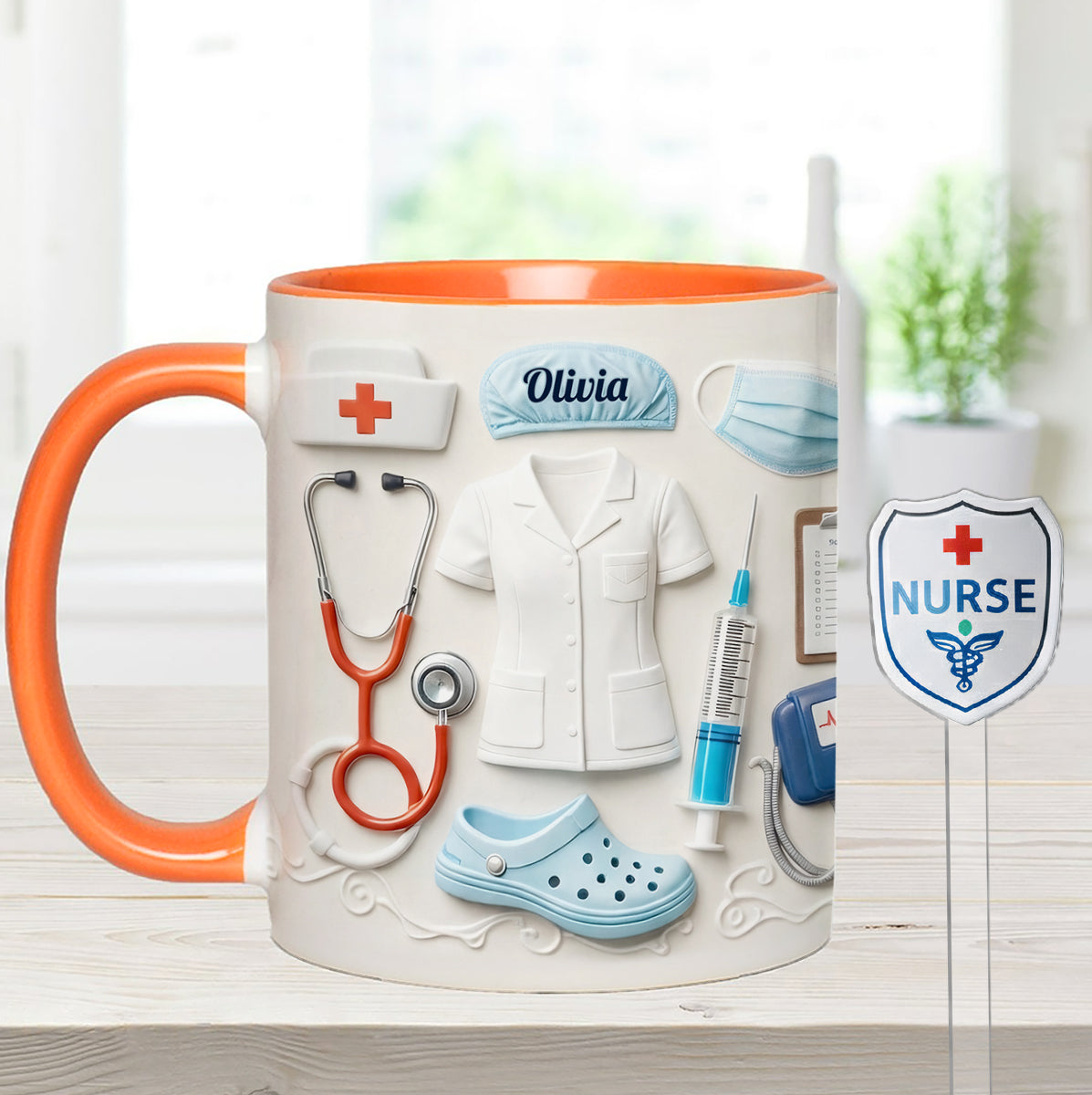 Idée cadeau pour infirmière - Coffret cadeau personnalisé pour infirmière : tasse à café avec agitateurs en acrylique