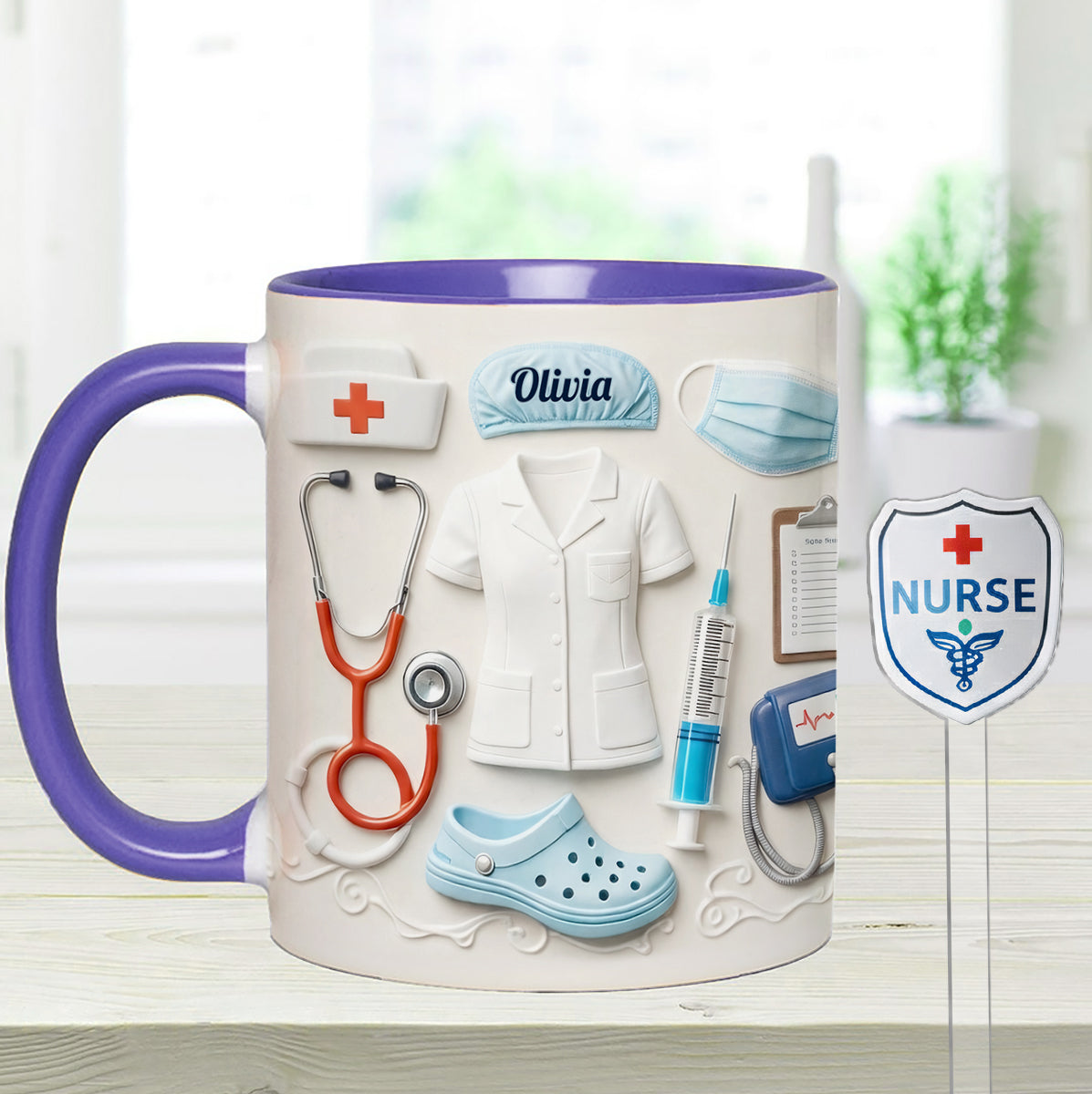 Idée cadeau pour infirmière - Coffret cadeau personnalisé pour infirmière : tasse à café avec agitateurs en acrylique