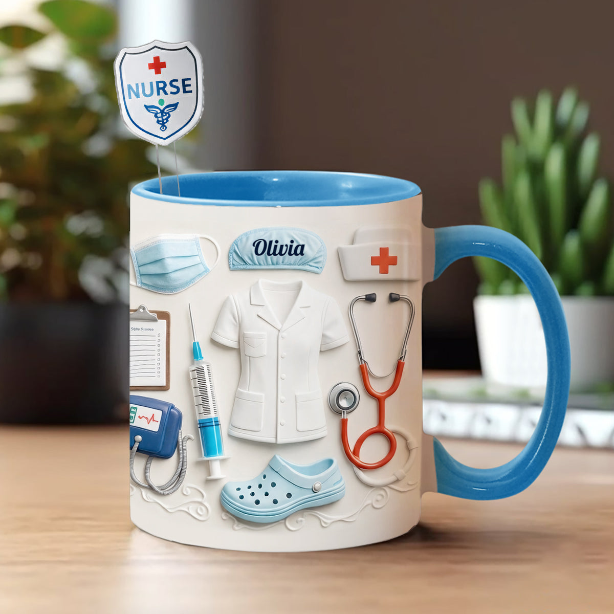 Idée cadeau pour infirmière - Coffret cadeau personnalisé pour infirmière : tasse à café avec agitateurs en acrylique