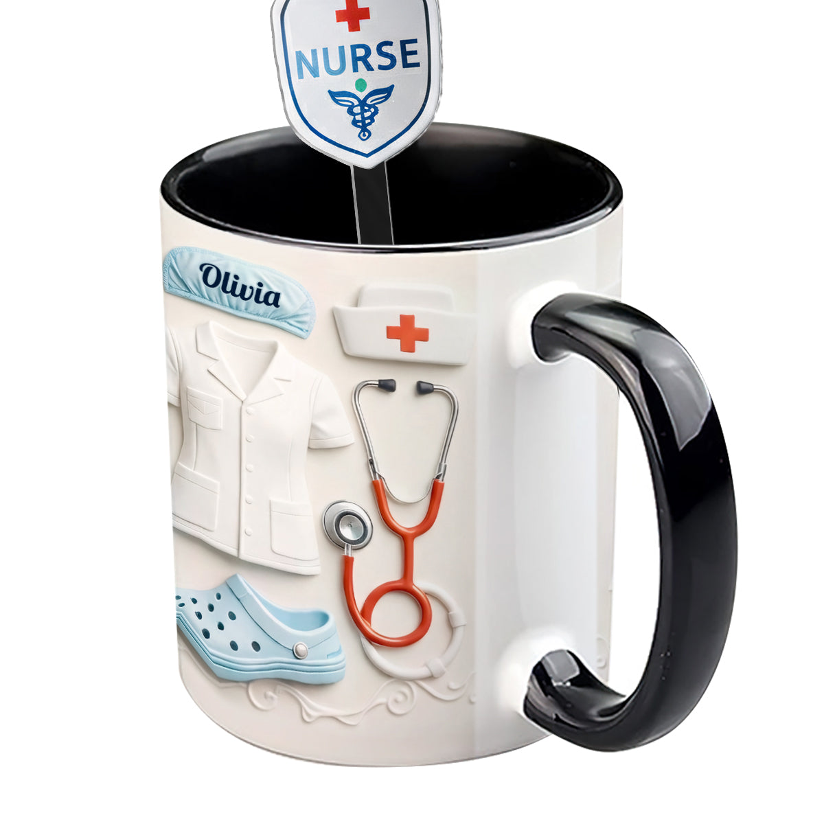 Idée cadeau pour infirmière - Coffret cadeau personnalisé pour infirmière : tasse à café avec agitateurs en acrylique