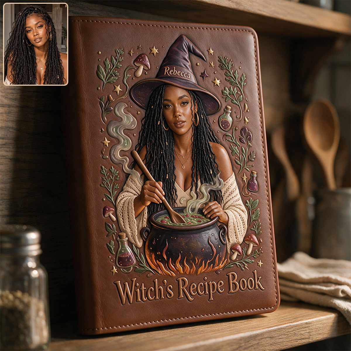 Witch's Recipe Book - Personalized Witch Leather Journal