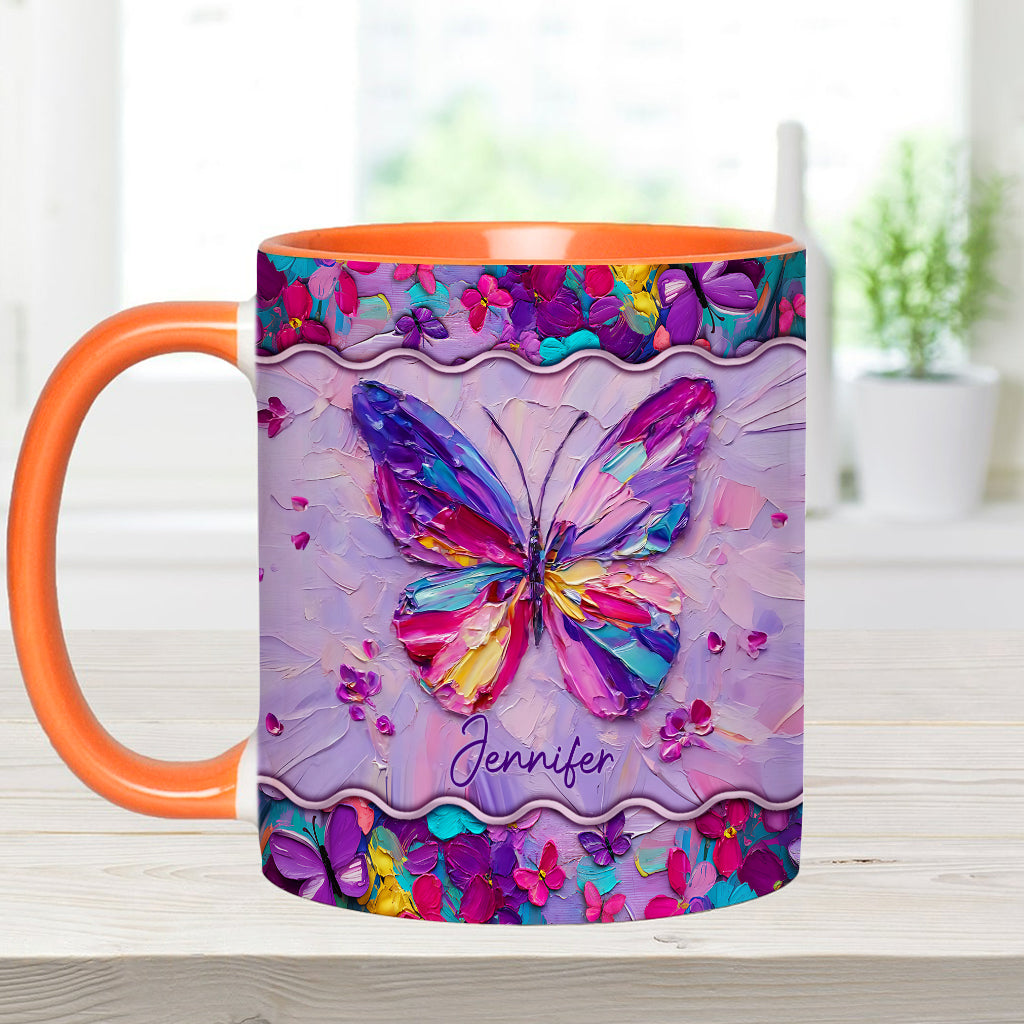 Beautiful Butterfly - Personalized Butterfly Accent Mug