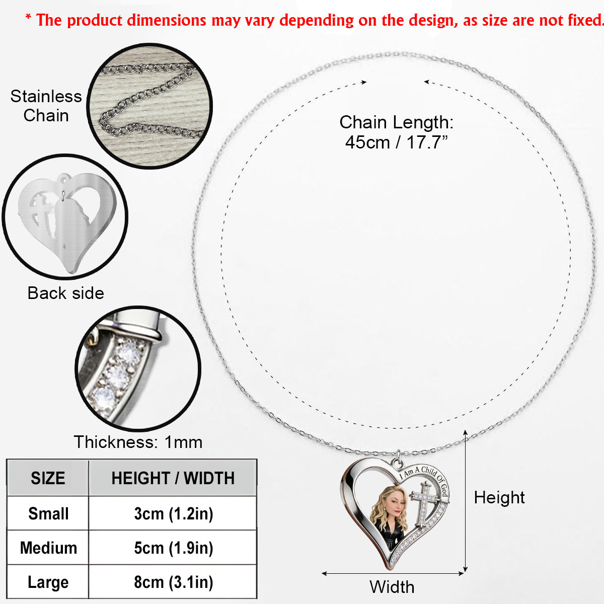 Custom Any Photo, I Am A Child Of God - Personalized Christian Shaped Metal Pendant Necklace