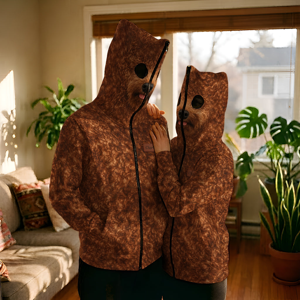 Cosplay Your Pet - Personalized Dog Full Face Zipper Hoodie