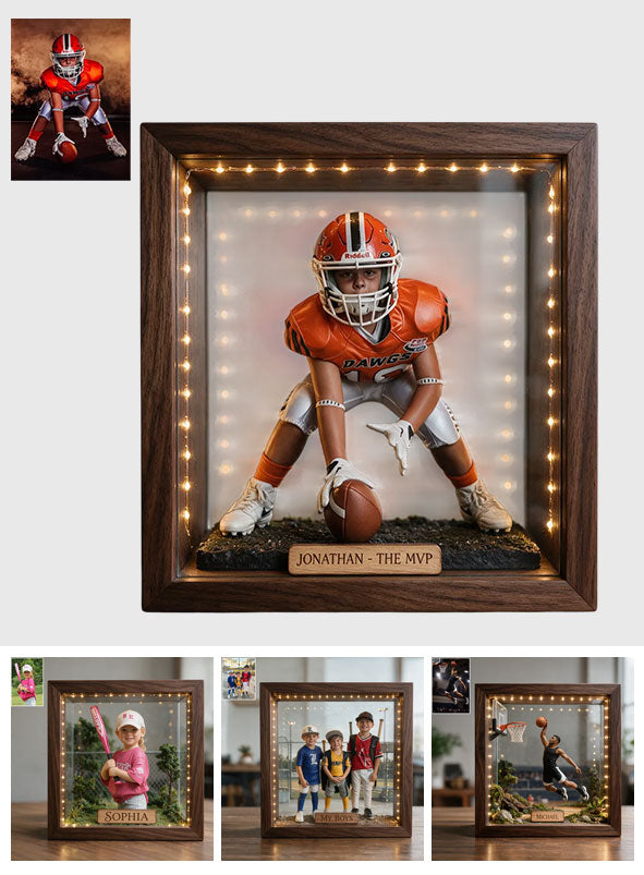 Any Sport, Any Photo - Personalized Football Wooden Frame LED Light