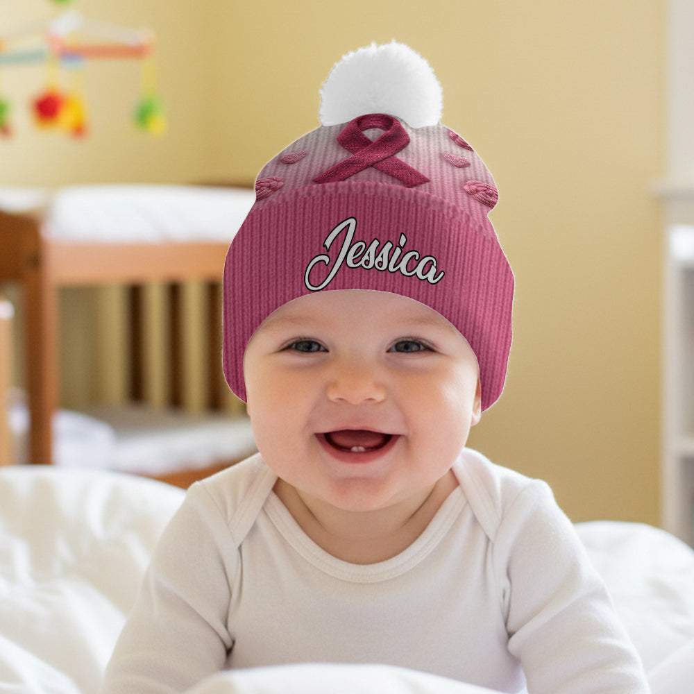 Faith Hope Love - Personalized Breast Cancer Awareness Beanie Hat