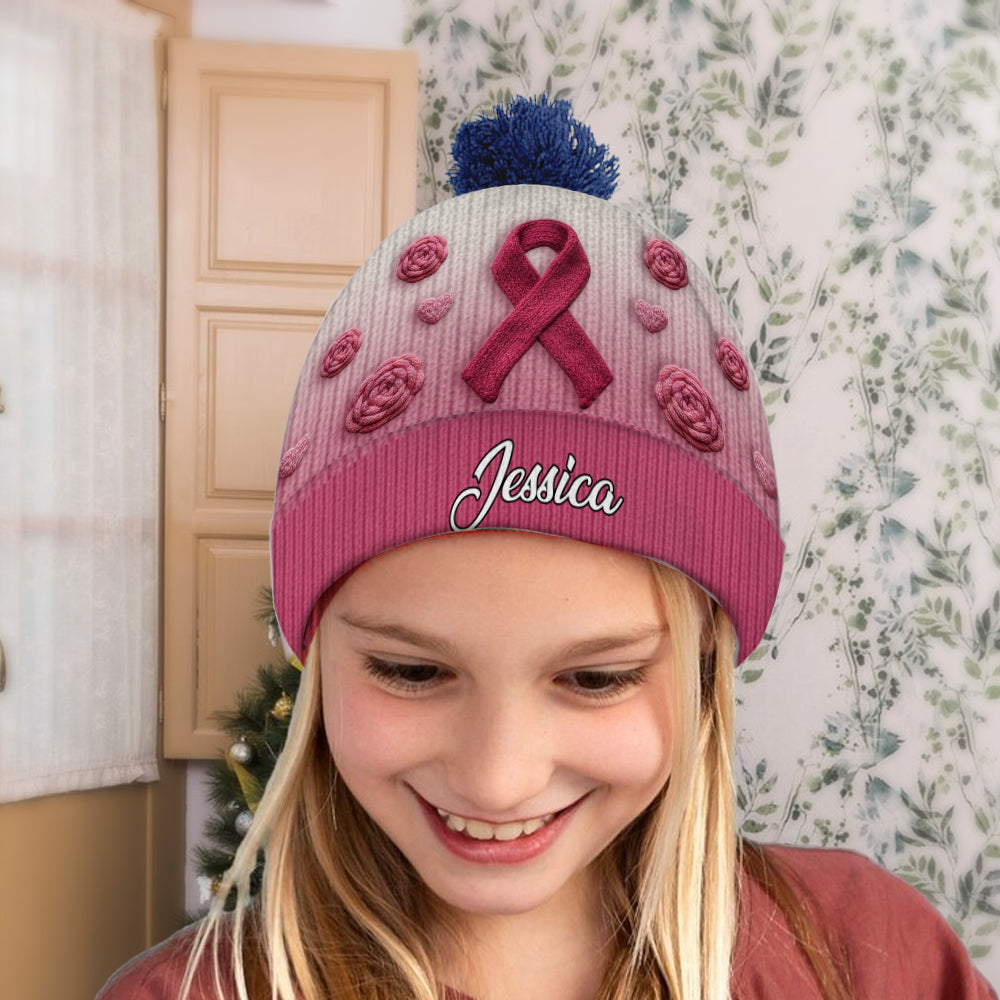 Faith Hope Love - Personalized Breast Cancer Awareness Beanie Hat