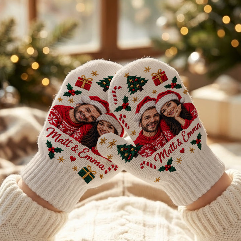 Meaningful Couple Matching Knitted Mittens - Personalized Couple Knitted Mittens