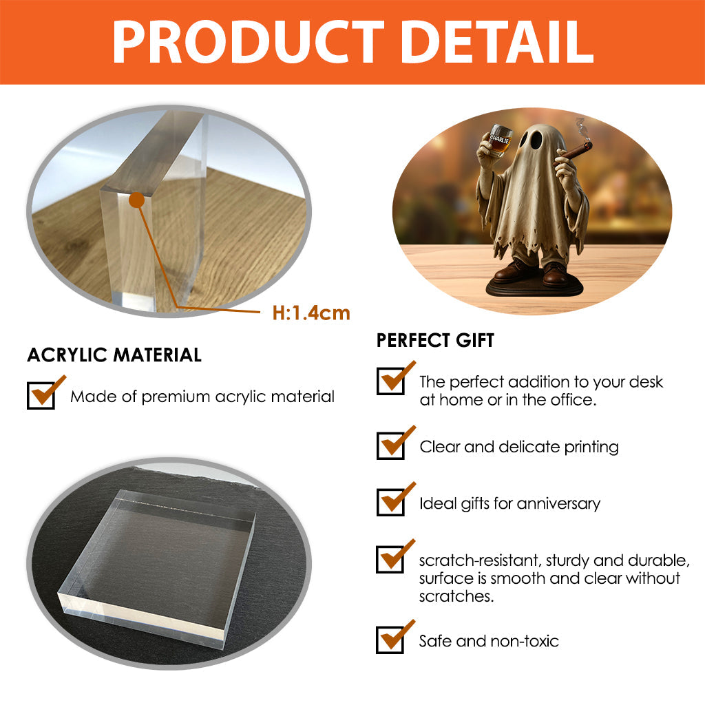 Spooky Whiskey and Cigar Lover - Personalized Whisky Custom Shaped Acrylic Plaque