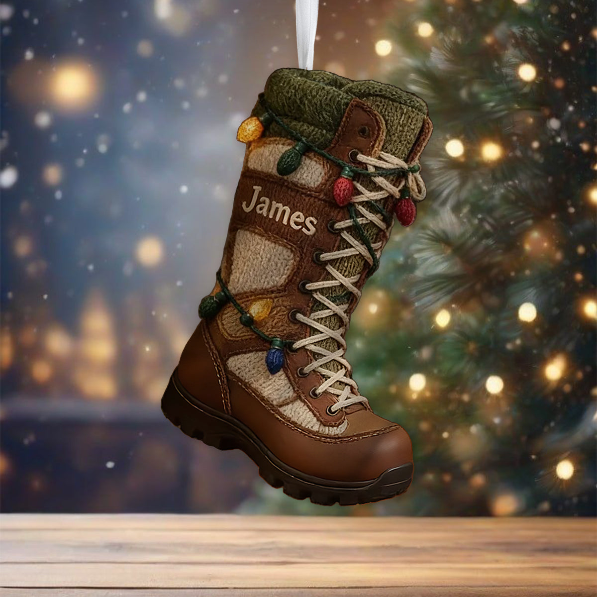 Hiking Shoes - Personalized Hiking Shaped Christmas Stocking