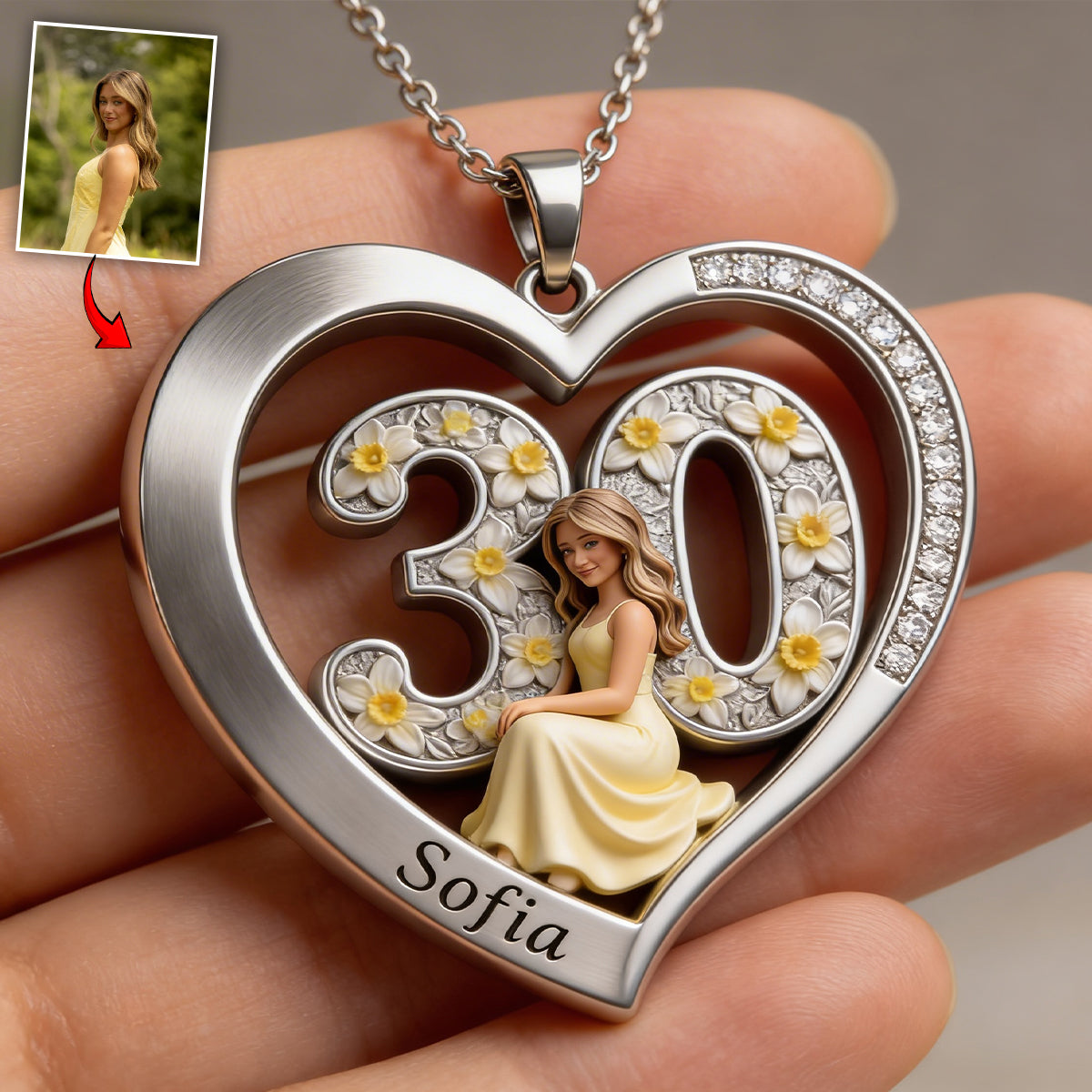 Happy Birthday - Personalized Birthday Shaped Metal Pendant Necklace