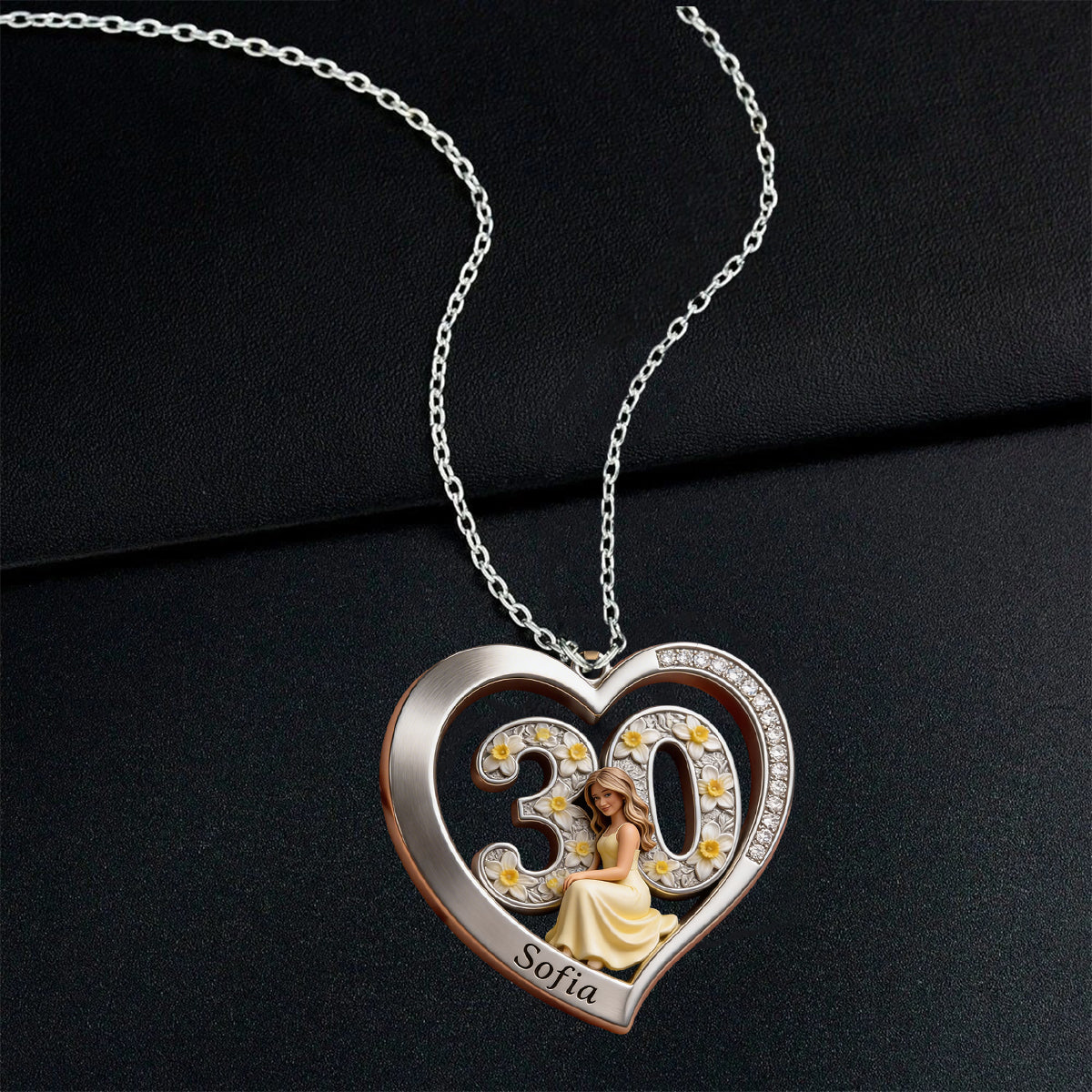 Happy Birthday - Personalized Birthday Shaped Metal Pendant Necklace