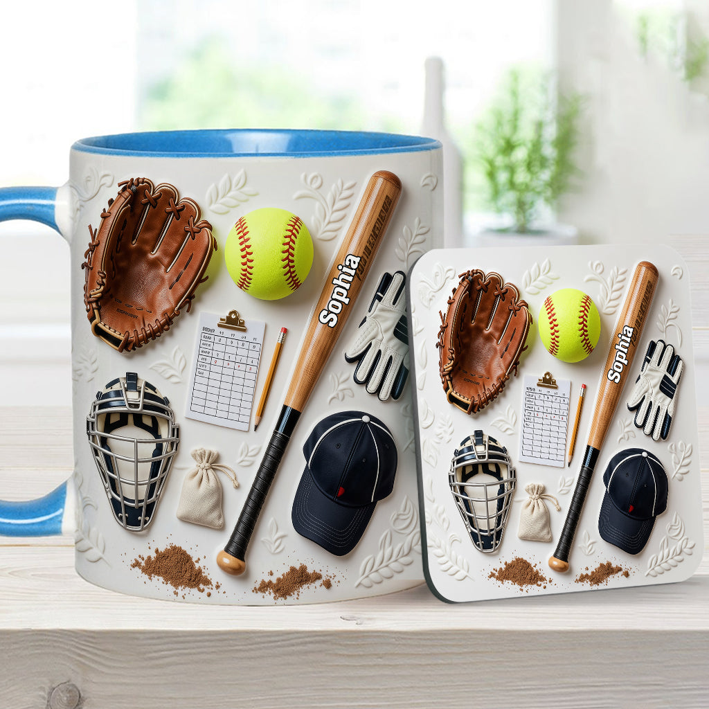 Love Softball - Personalized Softball Accent Mug & Coaster