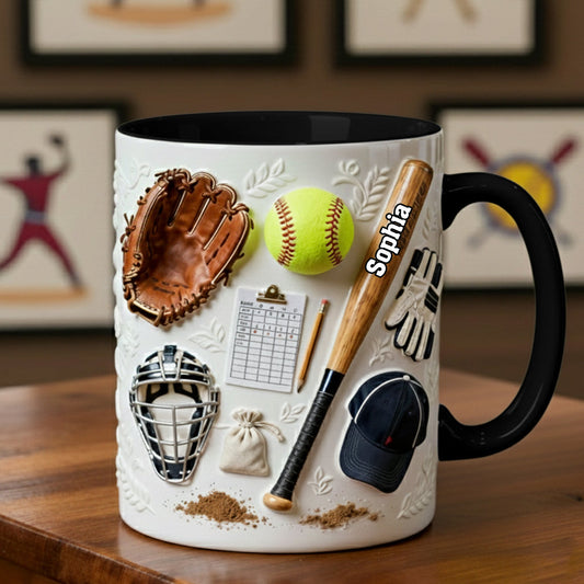 Softball-Liebe – Personalisierte Tasse und Untersetzer mit Softball-Motiv
