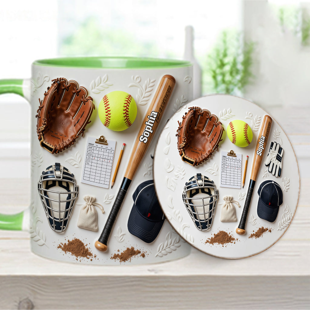 Love Softball - Personalized Softball Accent Mug & Coaster