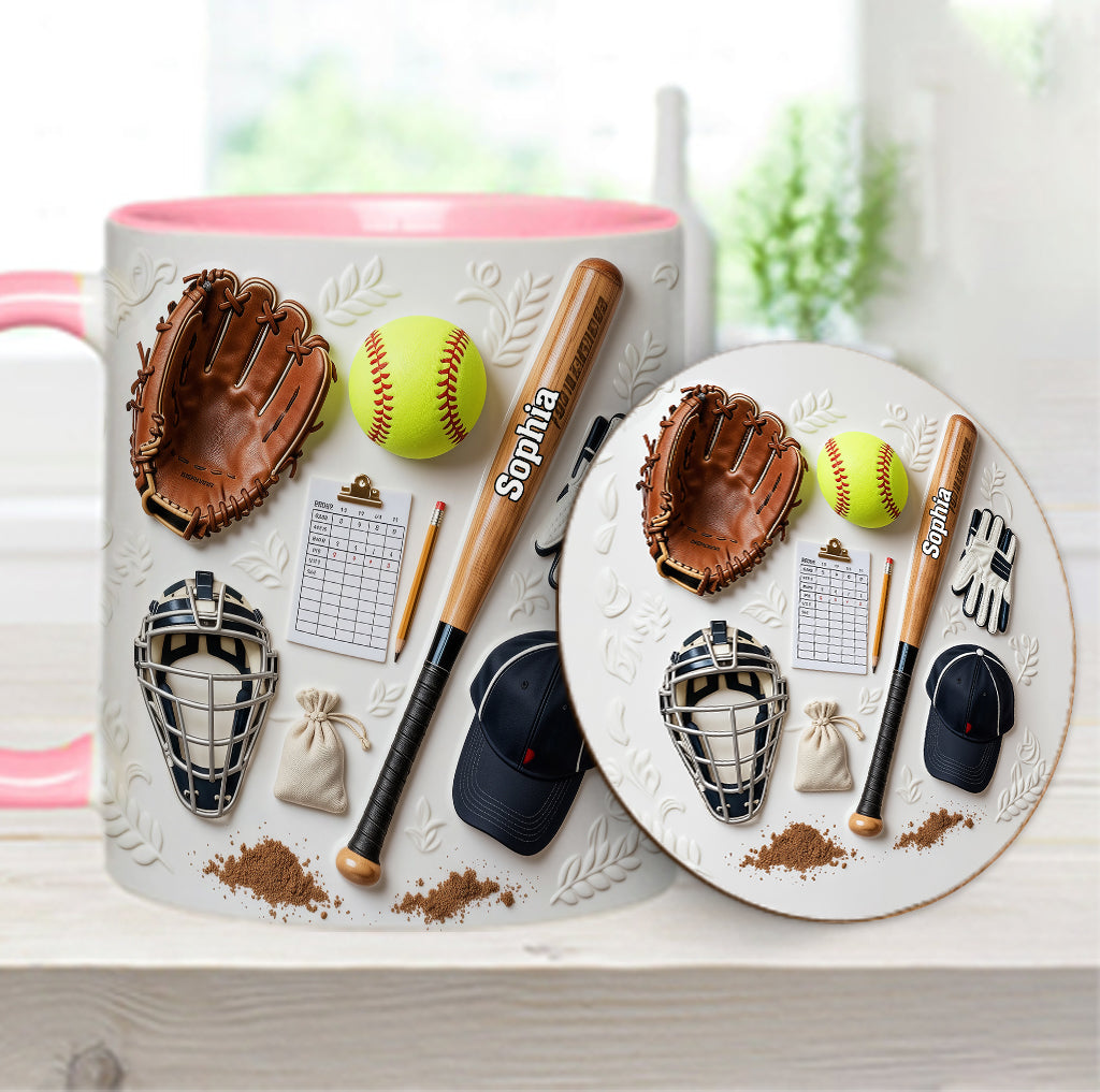 Love Softball - Personalized Softball Accent Mug & Coaster