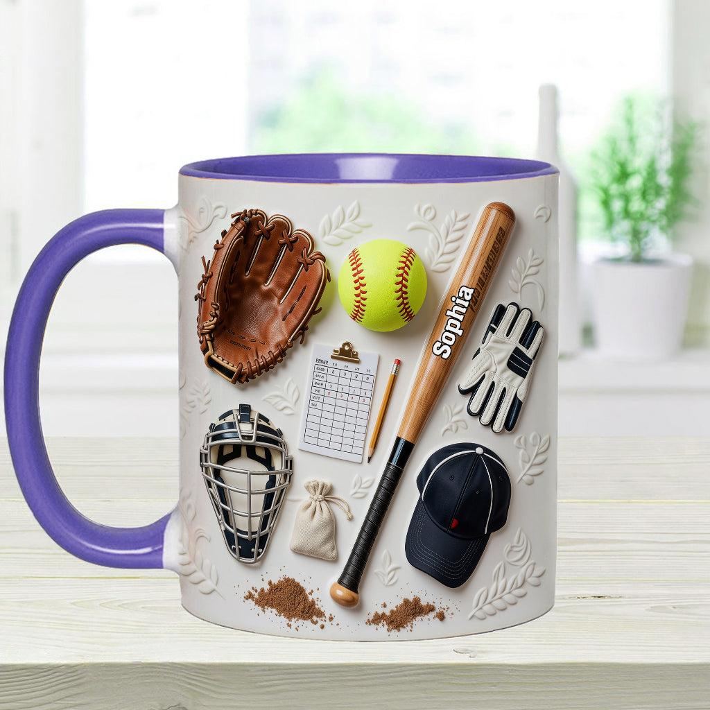 Love Softball - Personalized Softball Accent Mug & Coaster