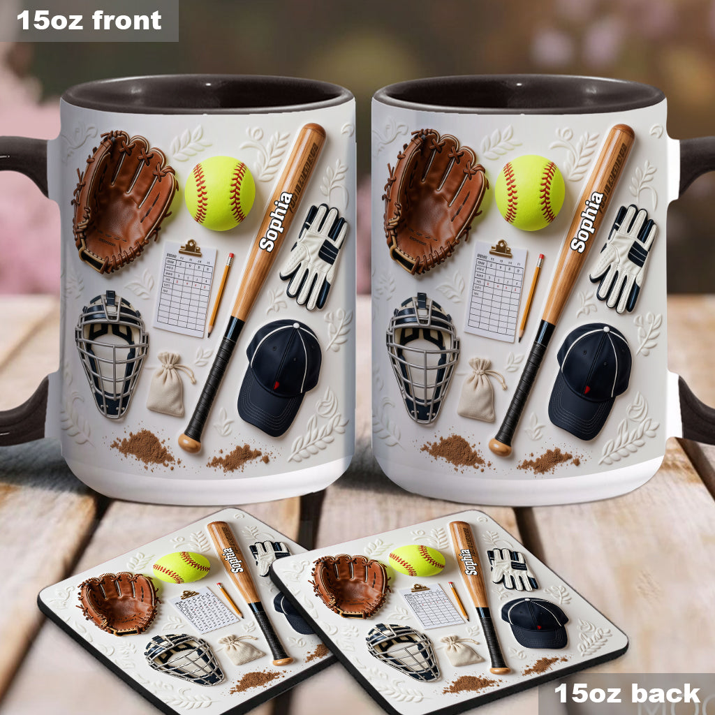Love Softball - Personalized Softball Accent Mug & Coaster