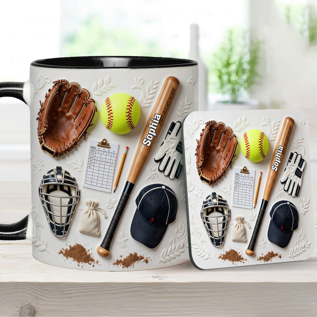 Love Softball - Personalized Softball Accent Mug & Coaster