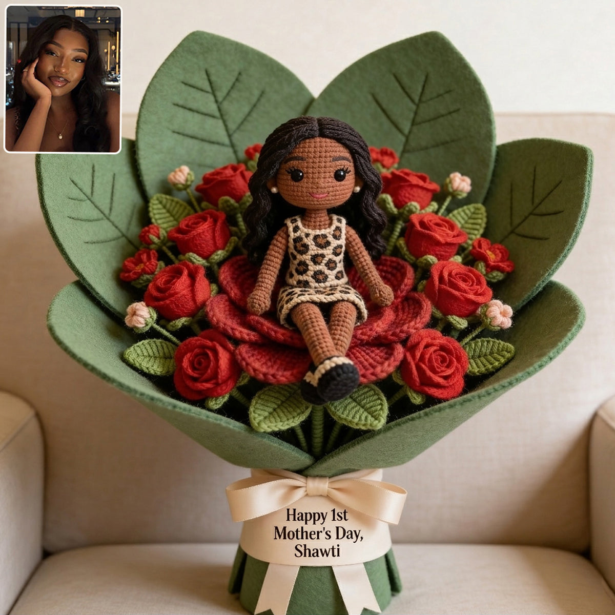 Einzigartiges Geschenk für sie/Mama, individuell aus jedem Foto - Personalisierte Premium Kunstfell-Kissen