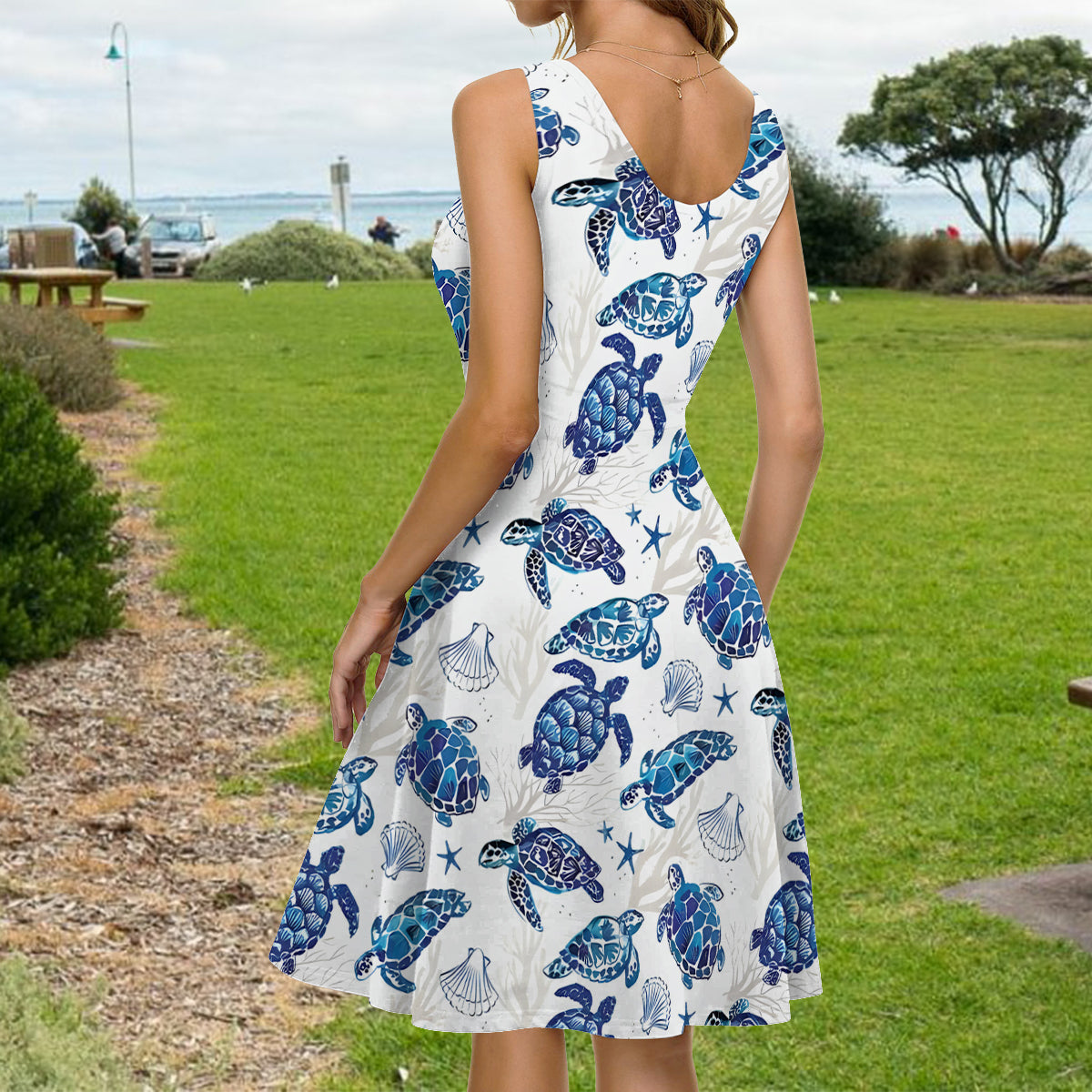 Love Turtles Personalized Turtle Hawaiian Shirt & Sleeveless Dress