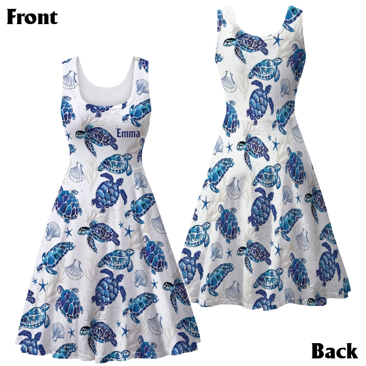 Love Turtles Personalized Turtle Hawaiian Shirt & Sleeveless Dress