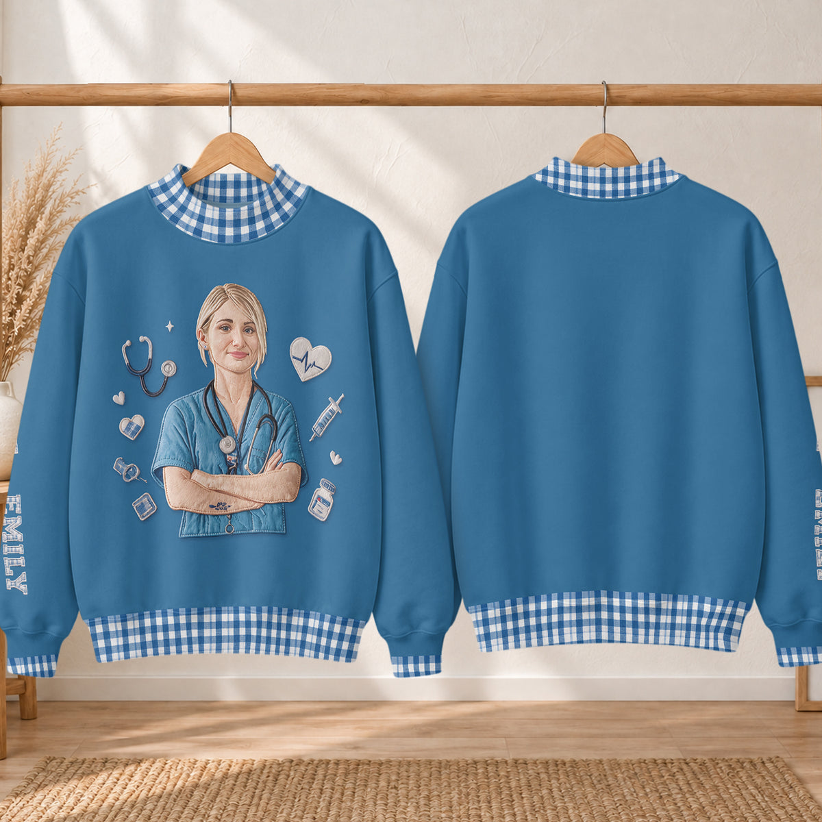 Any Photo Nurse Life - Personalized Nurse Mock Neck Sweatshirt