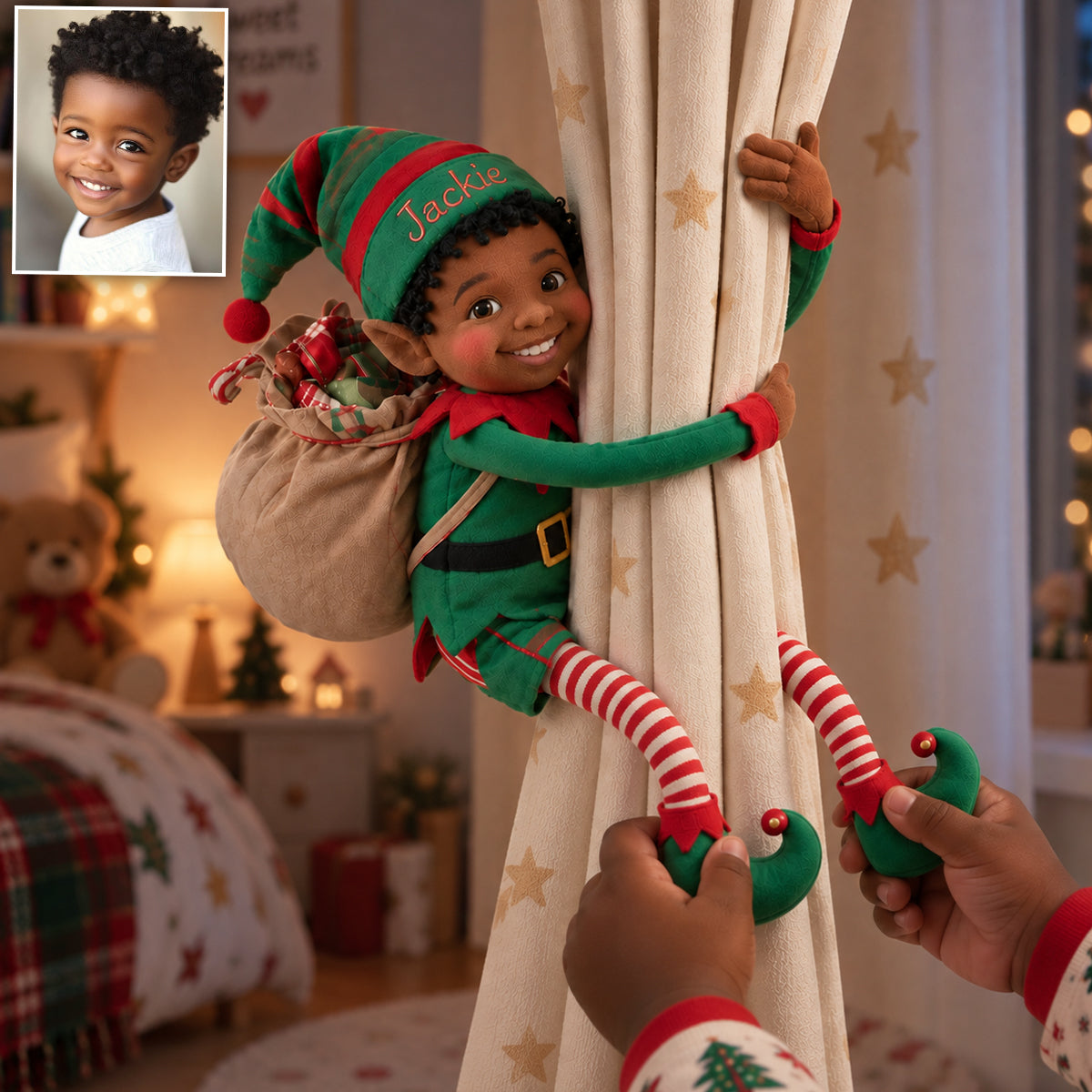 ELF Personnel - Poupée en Peluche Personnalisée pour Enfants