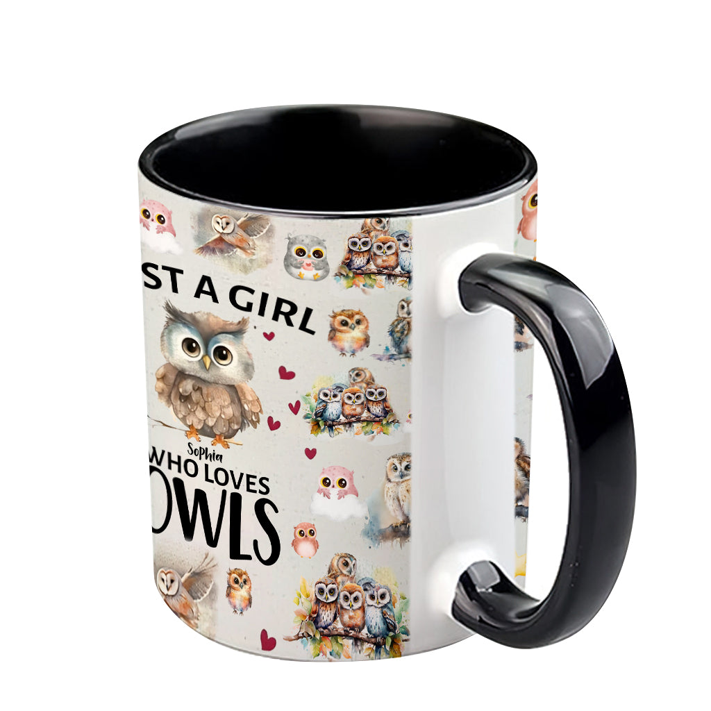 Just A Girl Who Loves Owls - Personalized Owl Accent Mug