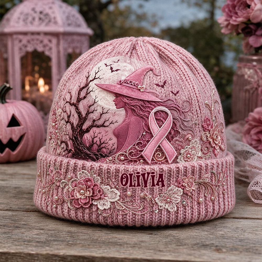 Die Pinke Hexe - Personalisierte Mütze zur Brustkrebsbewusstsein